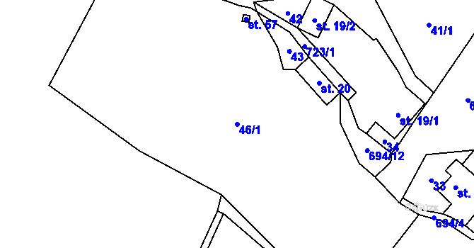 Parcela st. 46/1 v KÚ Kruh v Podbezdězí, Katastrální mapa