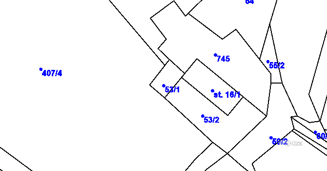 Parcela st. 53/1 v KÚ Kruh v Podbezdězí, Katastrální mapa