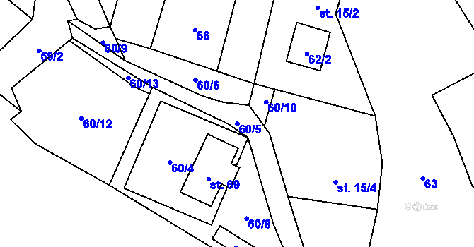 Parcela st. 60/5 v KÚ Kruh v Podbezdězí, Katastrální mapa