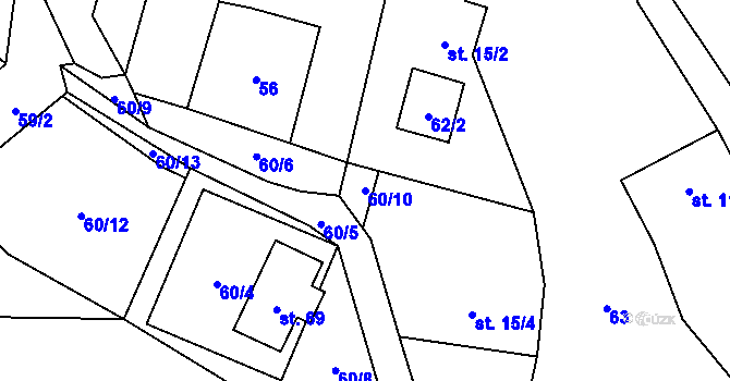Parcela st. 60/10 v KÚ Kruh v Podbezdězí, Katastrální mapa