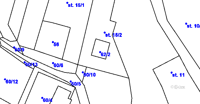Parcela st. 62/2 v KÚ Kruh v Podbezdězí, Katastrální mapa