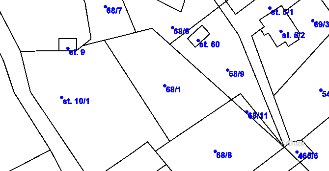 Parcela st. 68/1 v KÚ Kruh v Podbezdězí, Katastrální mapa