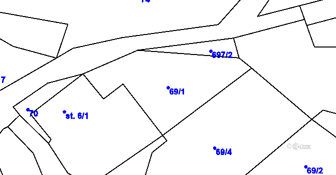 Parcela st. 69/1 v KÚ Kruh v Podbezdězí, Katastrální mapa