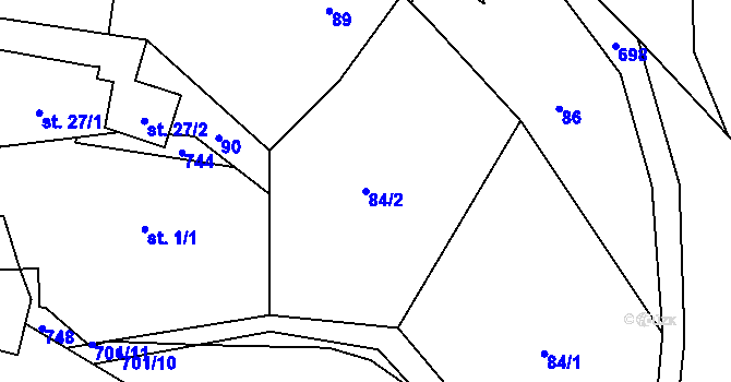 Parcela st. 84/2 v KÚ Kruh v Podbezdězí, Katastrální mapa