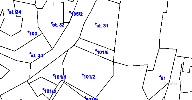 Parcela st. 101/6 v KÚ Kruh v Podbezdězí, Katastrální mapa
