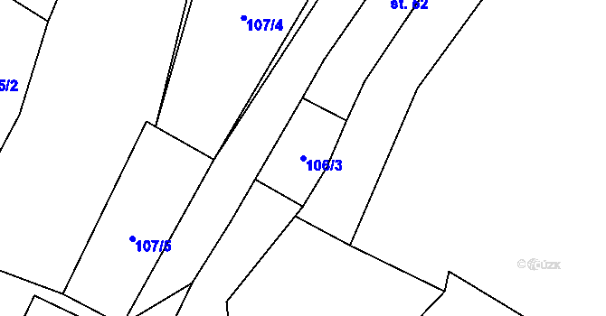 Parcela st. 106/3 v KÚ Kruh v Podbezdězí, Katastrální mapa