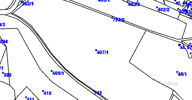 Parcela st. 407/1 v KÚ Kruh v Podbezdězí, Katastrální mapa