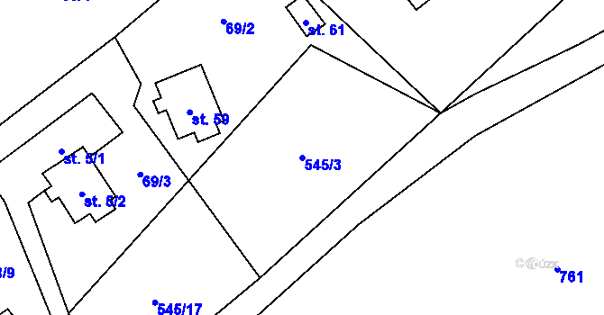 Parcela st. 545/3 v KÚ Kruh v Podbezdězí, Katastrální mapa