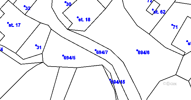 Parcela st. 694/7 v KÚ Kruh v Podbezdězí, Katastrální mapa