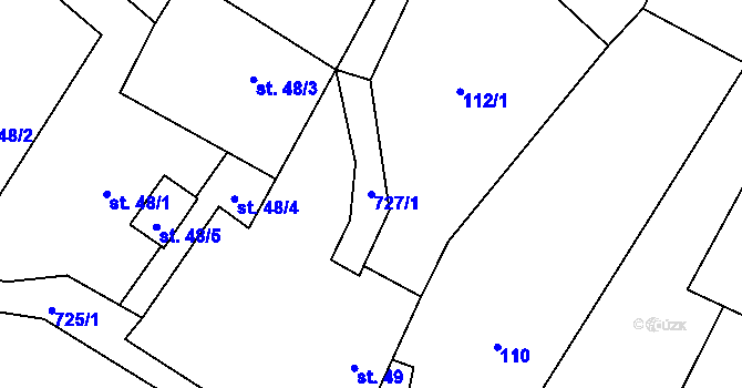 Parcela st. 727/1 v KÚ Kruh v Podbezdězí, Katastrální mapa