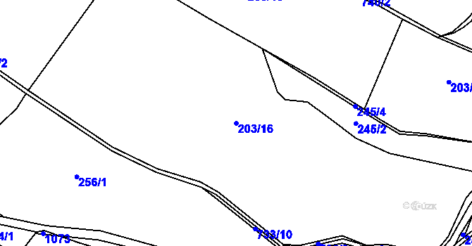 Parcela st. 203/16 v KÚ Kruh v Podbezdězí, Katastrální mapa