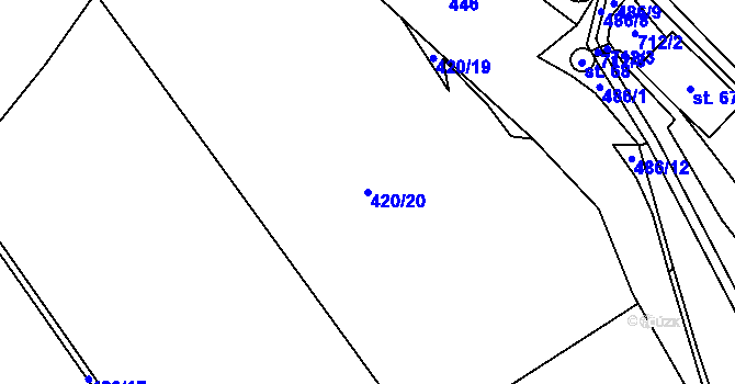 Parcela st. 420/20 v KÚ Kruh v Podbezdězí, Katastrální mapa