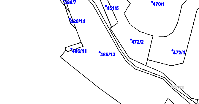 Parcela st. 486/13 v KÚ Kruh v Podbezdězí, Katastrální mapa