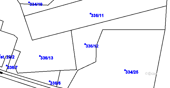 Parcela st. 336/12 v KÚ Vojetín, Katastrální mapa
