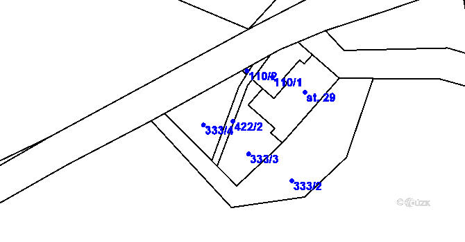 Parcela st. 422/2 v KÚ Vojetín, Katastrální mapa