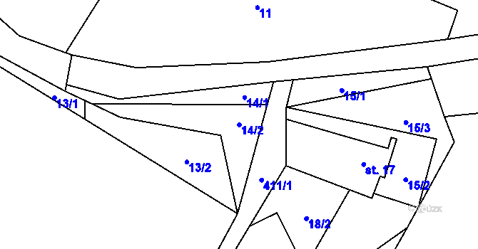 Parcela st. 14/2 v KÚ Vojetín, Katastrální mapa
