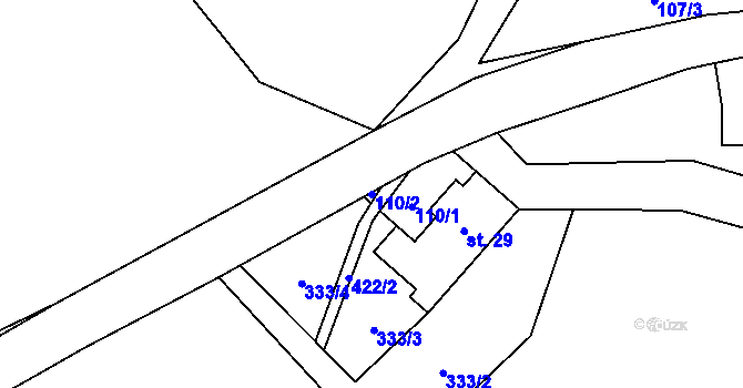 Parcela st. 110/2 v KÚ Vojetín, Katastrální mapa