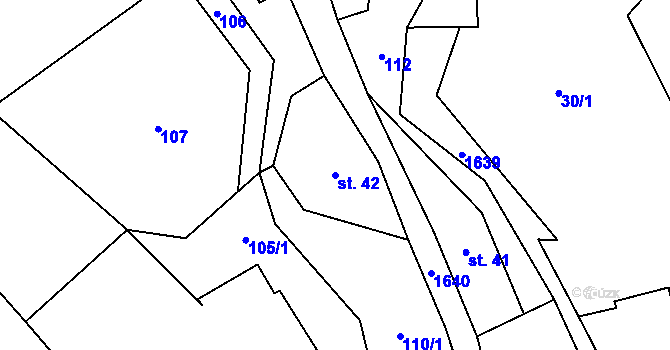 Parcela st. 42 v KÚ Žďár v Podbezdězí, Katastrální mapa