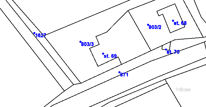 Parcela st. 69 v KÚ Žďár v Podbezdězí, Katastrální mapa
