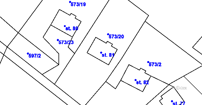 Parcela st. 81 v KÚ Žďár v Podbezdězí, Katastrální mapa