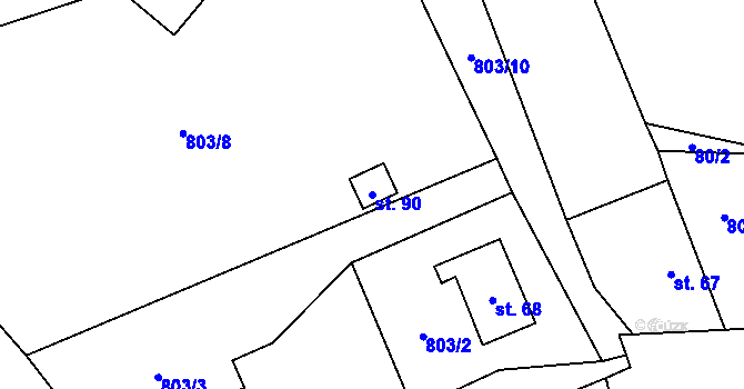 Parcela st. 90 v KÚ Žďár v Podbezdězí, Katastrální mapa