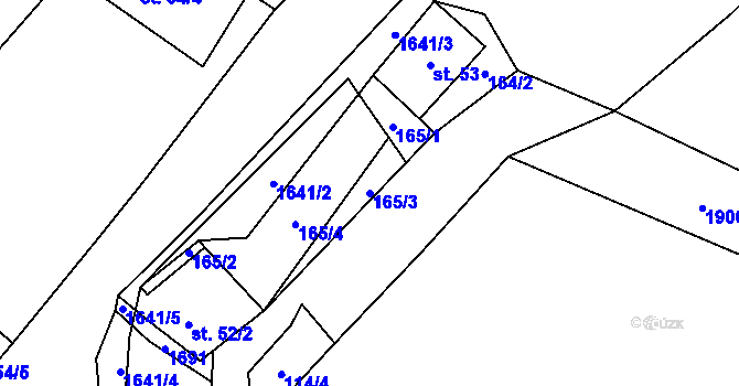 Parcela st. 165/3 v KÚ Žďár v Podbezdězí, Katastrální mapa