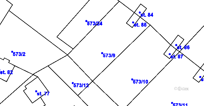 Parcela st. 573/9 v KÚ Žďár v Podbezdězí, Katastrální mapa