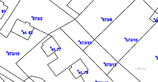Parcela st. 573/12 v KÚ Žďár v Podbezdězí, Katastrální mapa