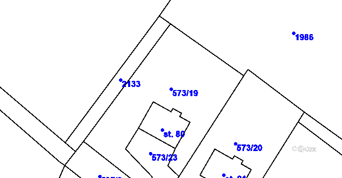 Parcela st. 573/19 v KÚ Žďár v Podbezdězí, Katastrální mapa