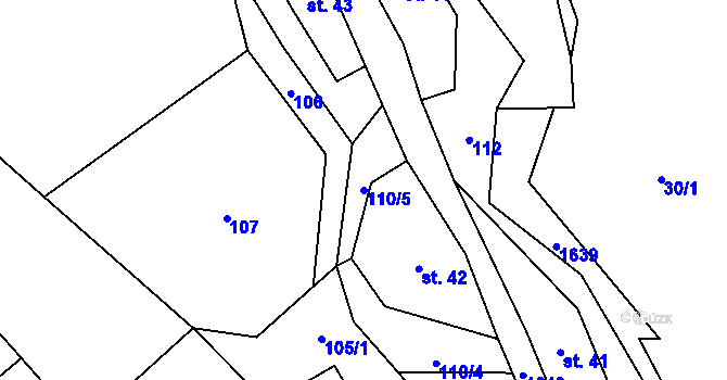 Parcela st. 110/5 v KÚ Žďár v Podbezdězí, Katastrální mapa