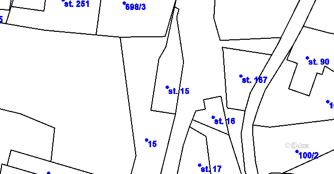 Parcela st. 15 v KÚ Žďár nad Metují, Katastrální mapa