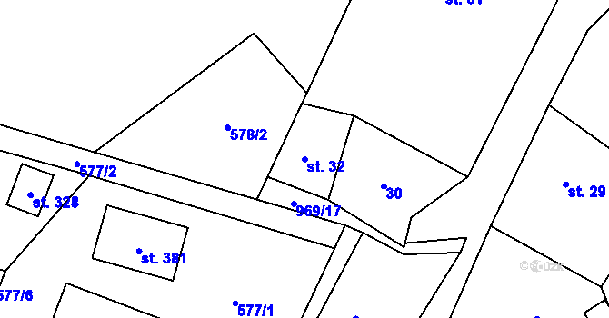 Parcela st. 32 v KÚ Žďár nad Metují, Katastrální mapa