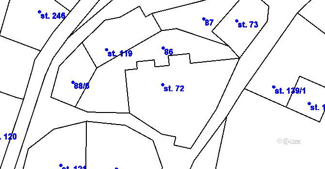 Parcela st. 72 v KÚ Žďár nad Metují, Katastrální mapa