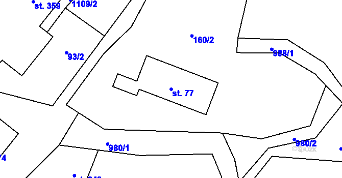 Parcela st. 77 v KÚ Žďár nad Metují, Katastrální mapa