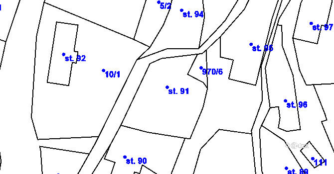 Parcela st. 91 v KÚ Žďár nad Metují, Katastrální mapa