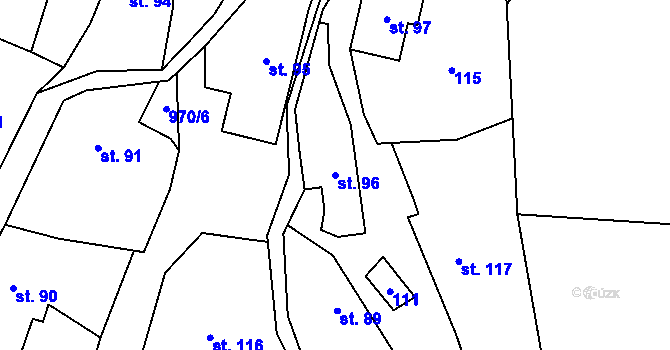 Parcela st. 96 v KÚ Žďár nad Metují, Katastrální mapa