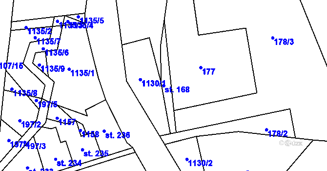 Parcela st. 168 v KÚ Žďár nad Metují, Katastrální mapa
