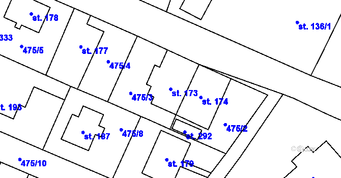 Parcela st. 173 v KÚ Žďár nad Metují, Katastrální mapa