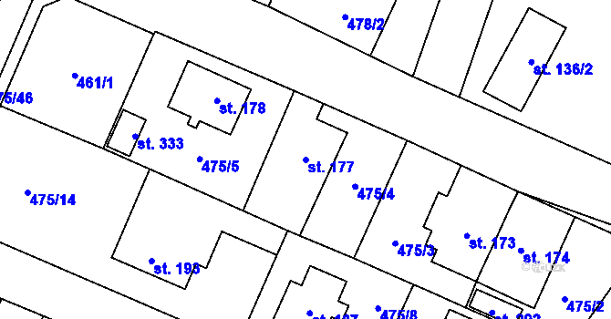 Parcela st. 177 v KÚ Žďár nad Metují, Katastrální mapa