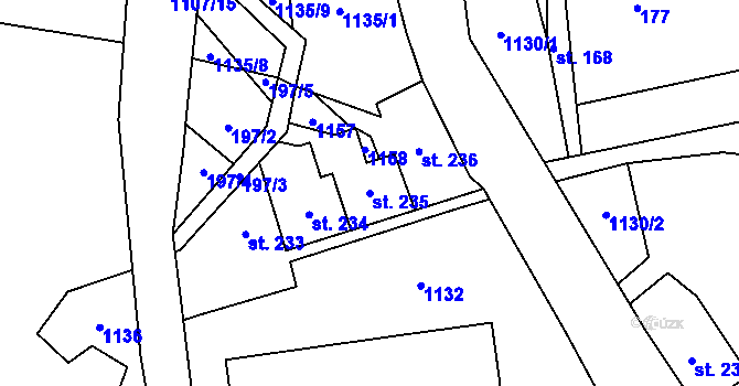 Parcela st. 235 v KÚ Žďár nad Metují, Katastrální mapa