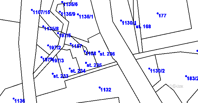 Parcela st. 236 v KÚ Žďár nad Metují, Katastrální mapa