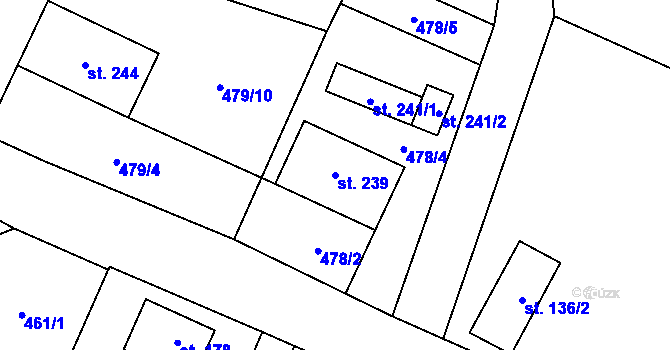 Parcela st. 239 v KÚ Žďár nad Metují, Katastrální mapa