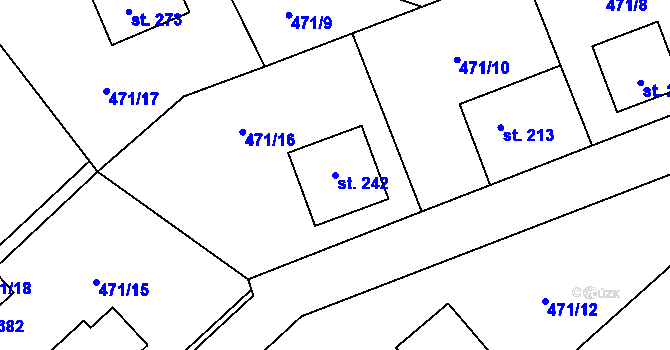 Parcela st. 242 v KÚ Žďár nad Metují, Katastrální mapa