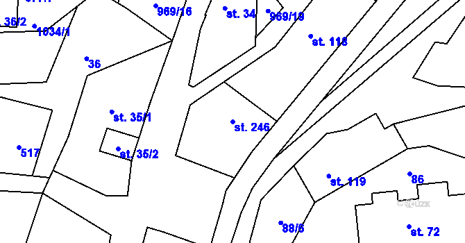 Parcela st. 246 v KÚ Žďár nad Metují, Katastrální mapa