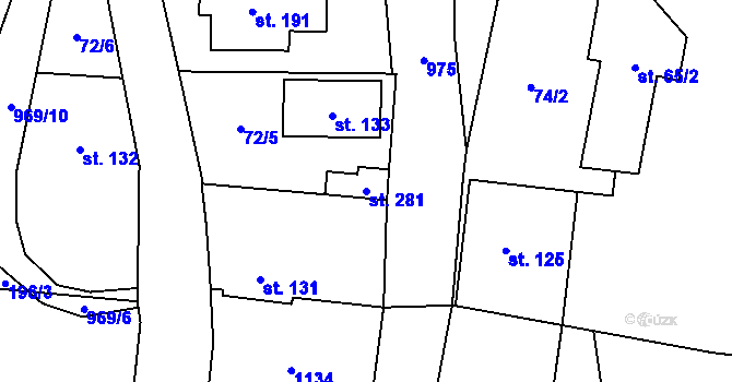Parcela st. 281 v KÚ Žďár nad Metují, Katastrální mapa