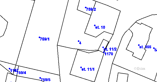 Parcela st. 4 v KÚ Žďár nad Metují, Katastrální mapa