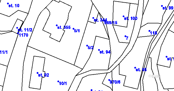 Parcela st. 5/2 v KÚ Žďár nad Metují, Katastrální mapa