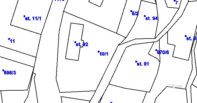 Parcela st. 10/1 v KÚ Žďár nad Metují, Katastrální mapa