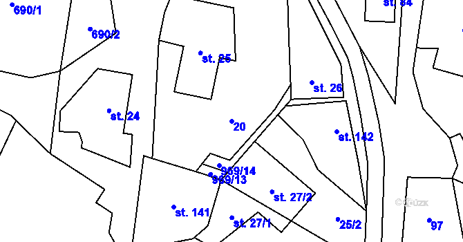 Parcela st. 20 v KÚ Žďár nad Metují, Katastrální mapa