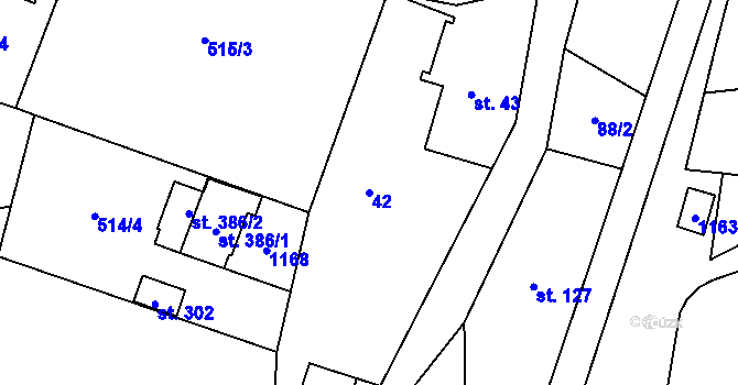 Parcela st. 42 v KÚ Žďár nad Metují, Katastrální mapa